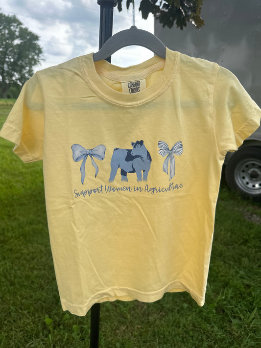 Support Women in AG {Beef Cattle} | Youth Tee, Summer Yellow