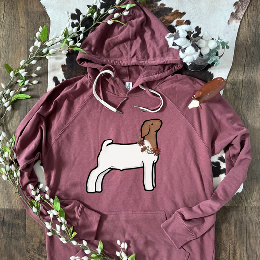 Fall Floral Boer Goat | Adult Lightweight French Terry Hoodie