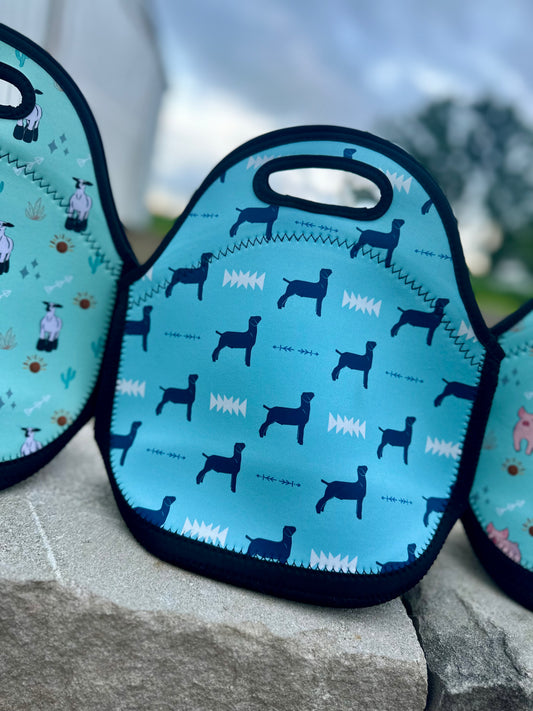 Turquoise Aztec Goat Lunch Tote