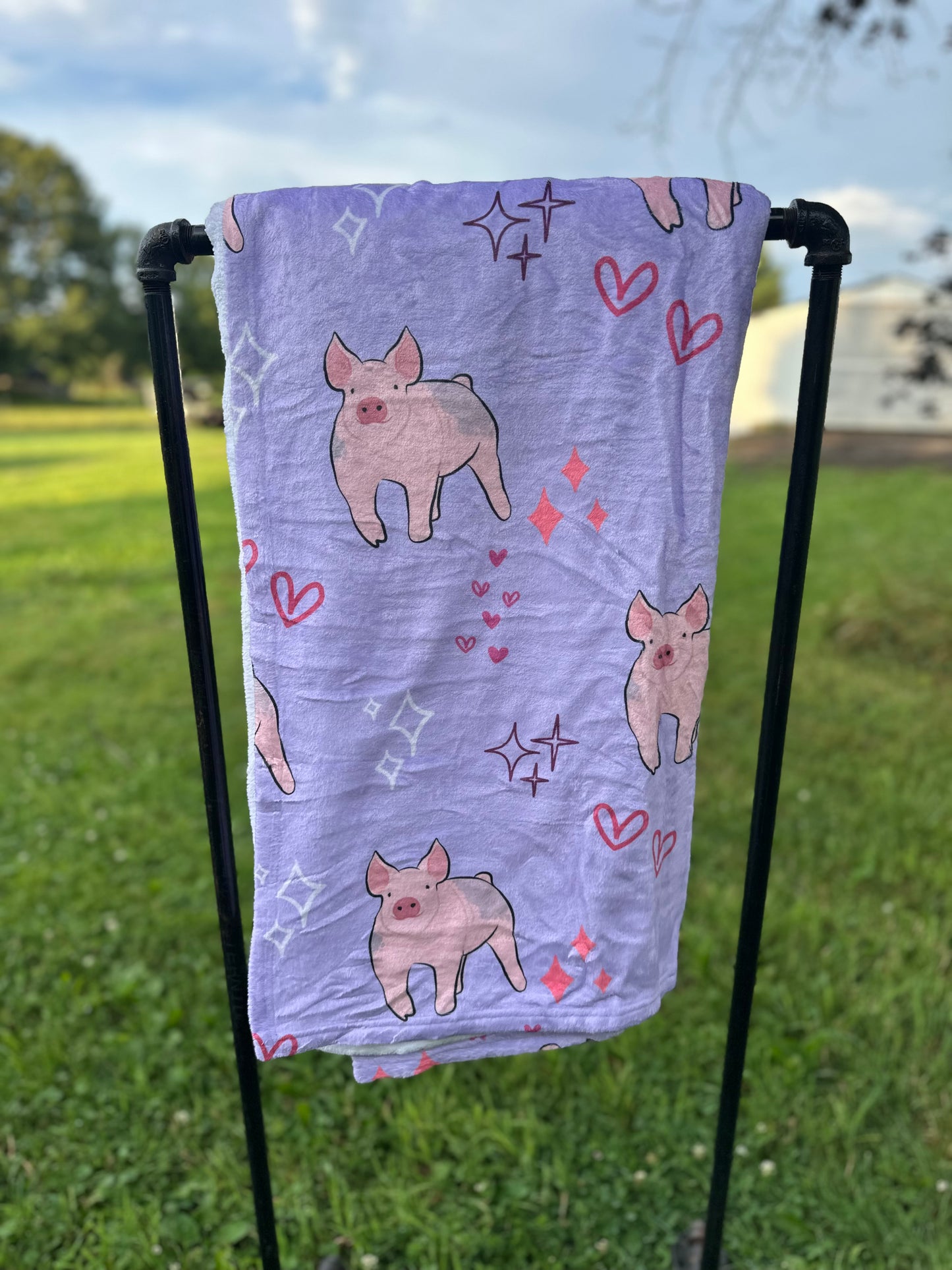 60 x 80 Blanket | Pigs and Purple Hearts