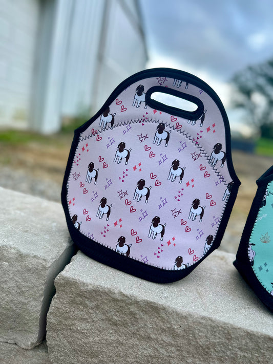 Goats and Pink Bows Lunch Tote