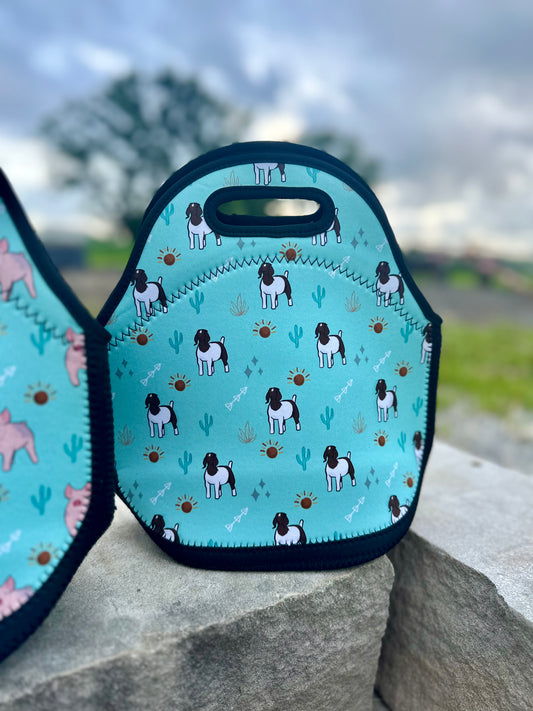 Show Goats & Minty Cactus Lunch Tote