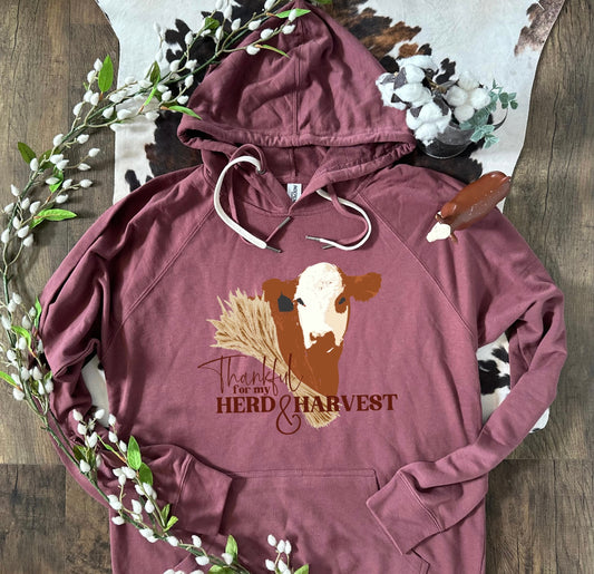 Thankful for My Herd & Harvest | Adult Lightweight French Terry Hoodie