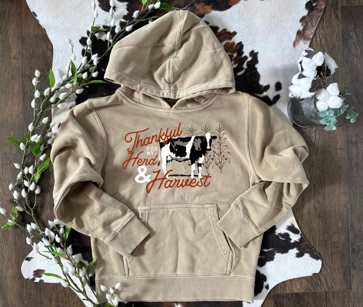 Thankful for my Dairy Herd & Harvest | Youth Hoodie {XS to Large}