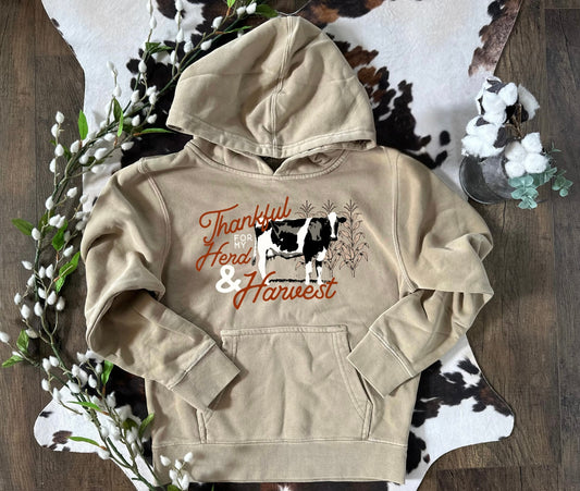 Thankful for my Dairy Herd & Harvest | Youth Hoodie {XS to Large}