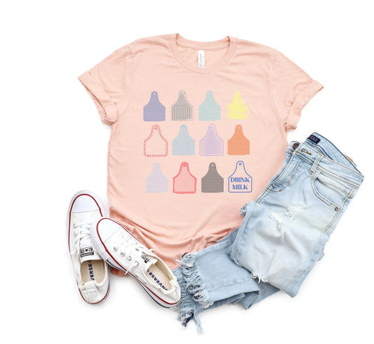 Drink Milk Ear Tags  | Adult Tee