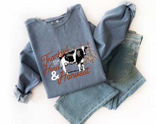 Thankful for my Dairy Herd & Harvest  | Adult Crewneck Pullover