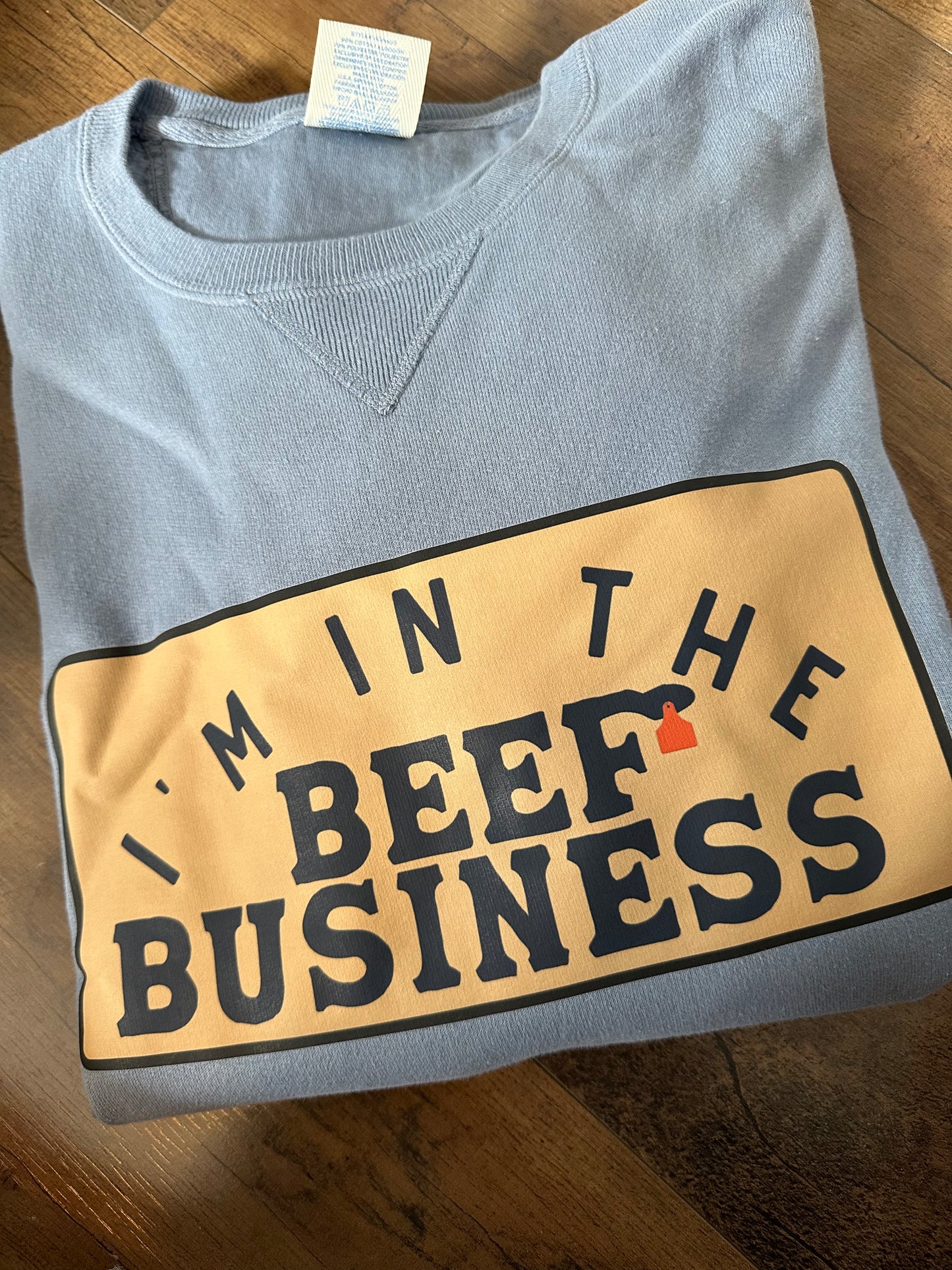Beef Business | Adult Crew, Slate Blue 2XL