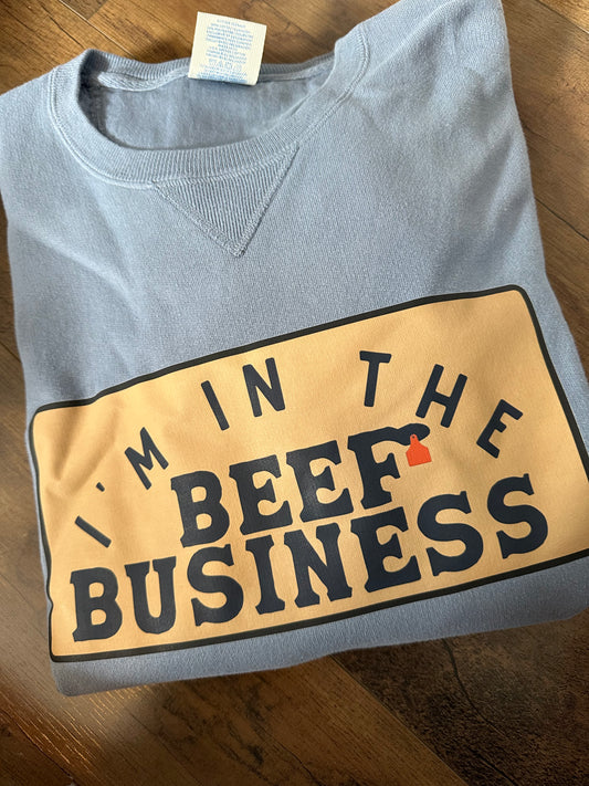 Beef Business | Adult Crew, Slate Blue 2XL
