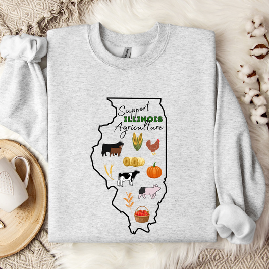Support Illinois  Agriculture | Adult Crewneck