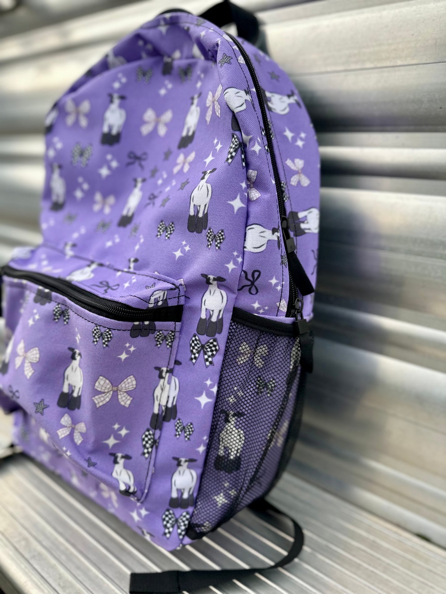 Show Lambs & Purple Bows Backpack