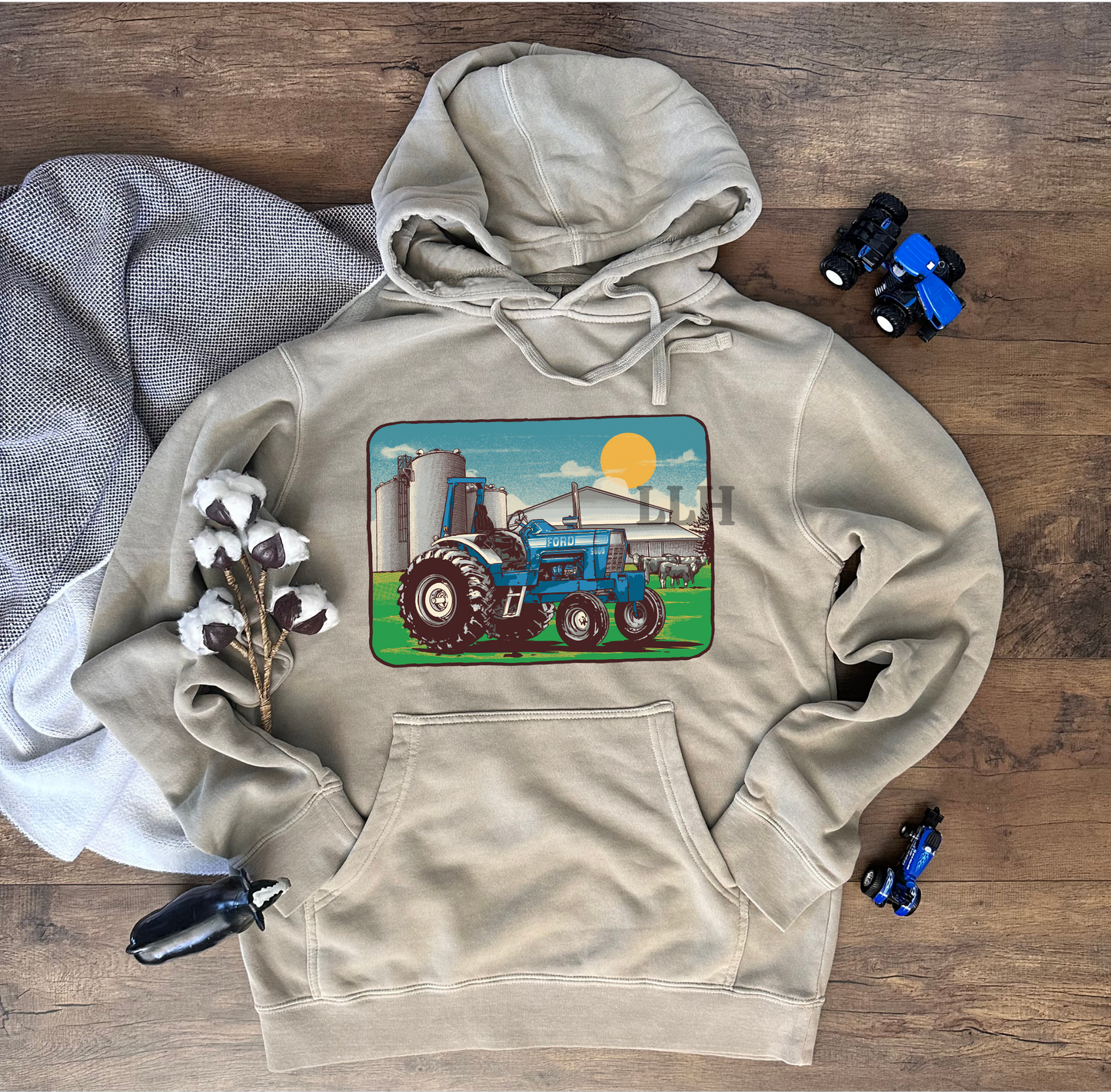 Vintage Blue Tractor | Adult Hoodie