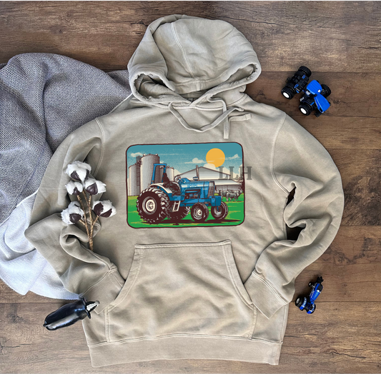Vintage Blue Tractor | Adult Hoodie