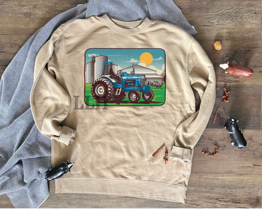Vintage Blue Tractor | Adult Crewneck Pullover
