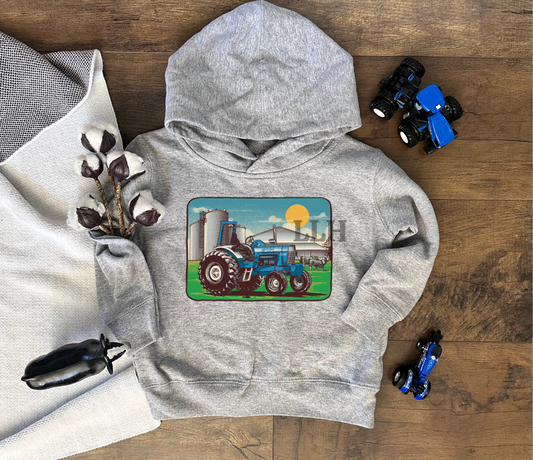 Vintage Blue Tractor | Toddler Hoodie