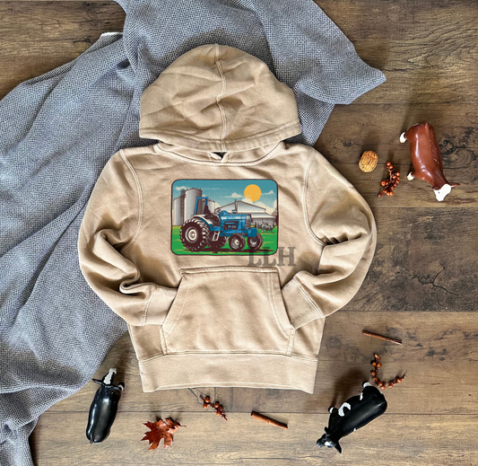 Vintage Blue Tractor | Youth Hoodie {XS to Large}