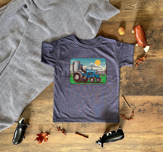 Vintage Blue Tractor | Toddler + Youth Tee