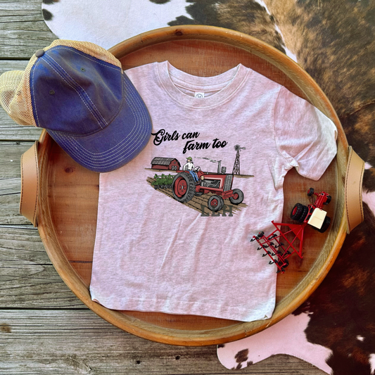 Girls Can Farm Too | Infant, Toddler + Youth Tee