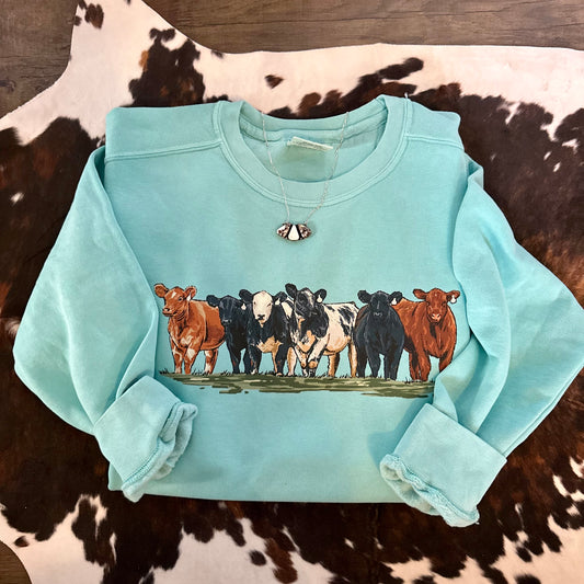 Spring Cattle Round Up | Adult Crewneck Pullover