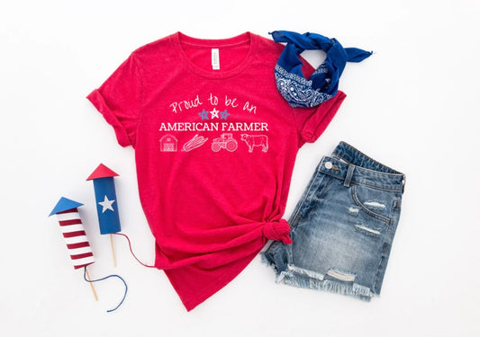 Proud to be an American Farmer - Red Version | Adult Tee