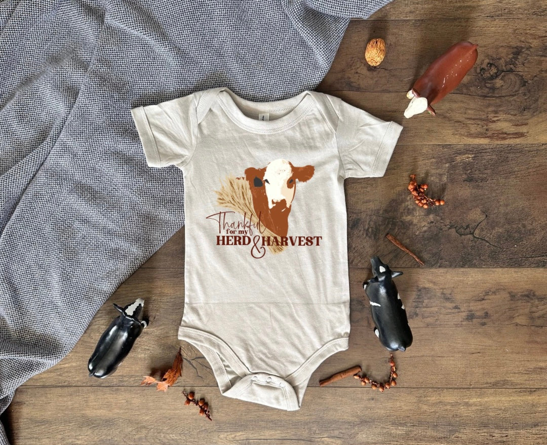 Thankful for My Herd & Harvest | Infant, Toddler + Youth Tee