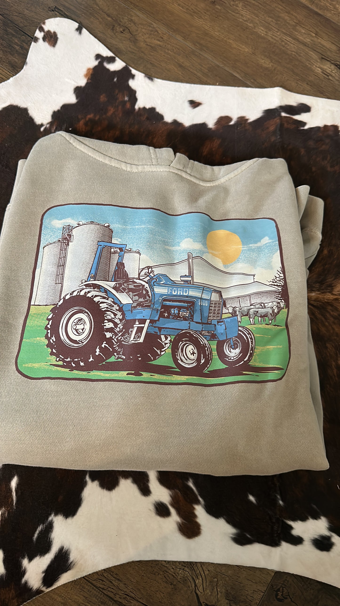 Vintage Blue Tractor Adult Hoodie