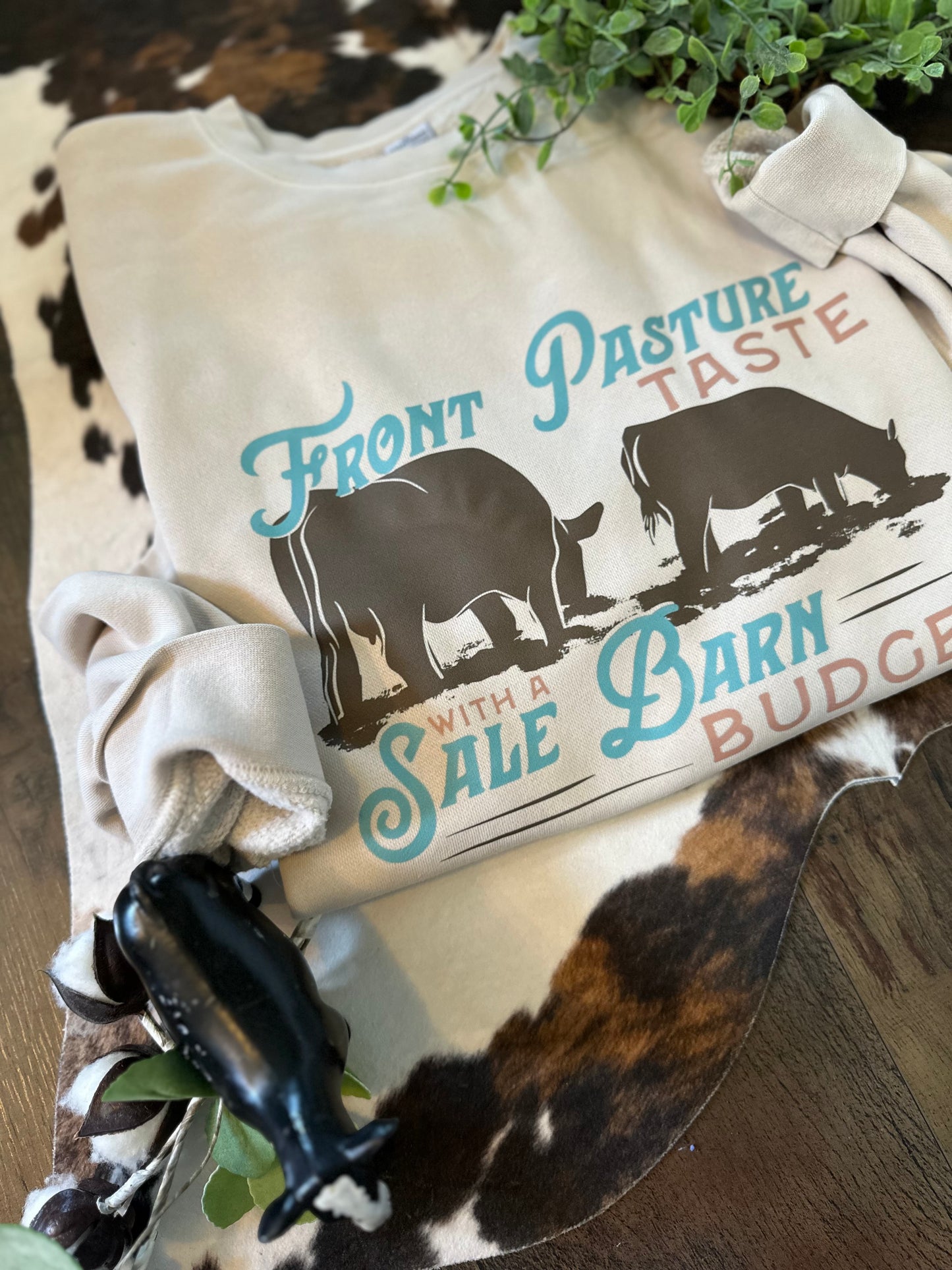 Front Pasture Taste, Sale Barn Budget | Adult Crewneck Pullover
