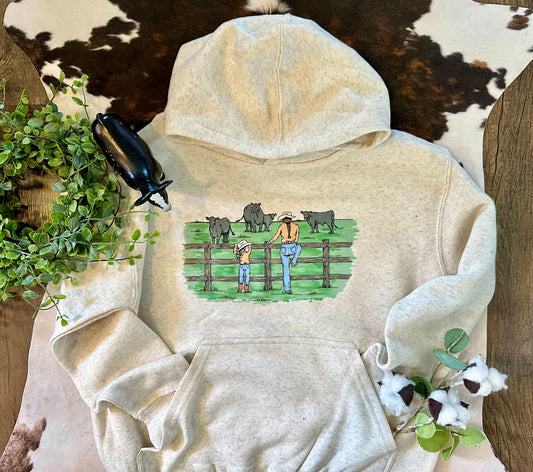 Mama and Me Checking Pasture | Toddler + Youth Hoodie