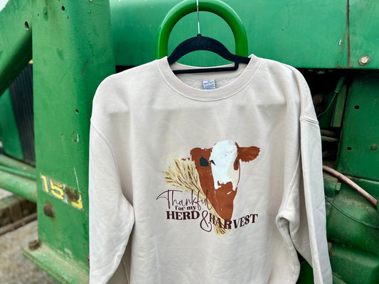 Thankful for My Herd & Harvest | Adult Crewneck Pullover