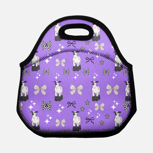 Show Lambs & Purple Bows Lunch Tote