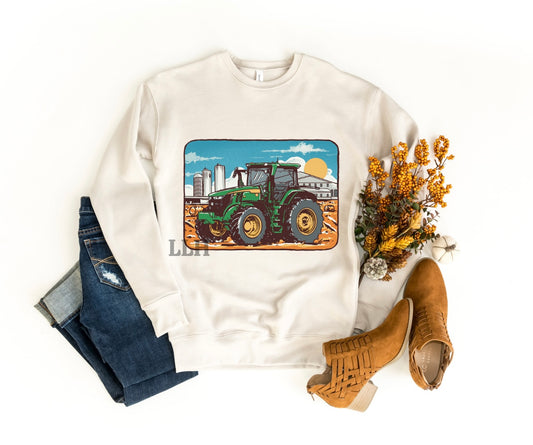 Big Green Tractor | Adult Crewneck Pullover
